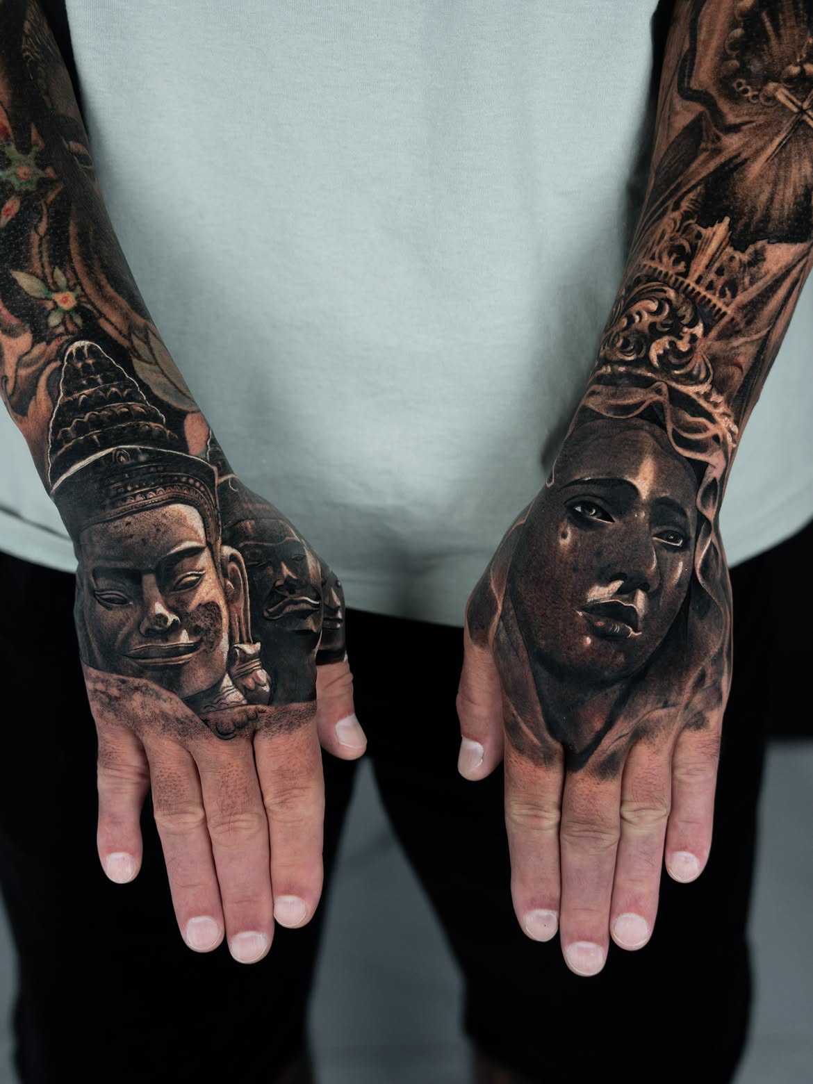 Black and grey tattoo by Robert Pho