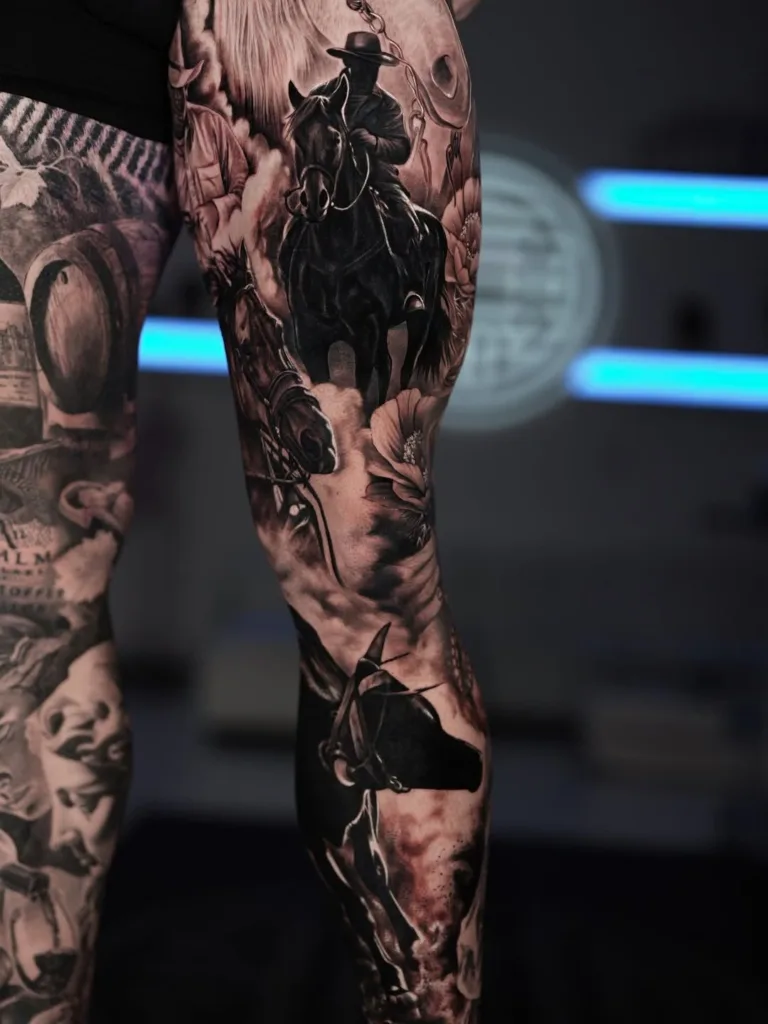 Black and grey tattoo by Robert Pho